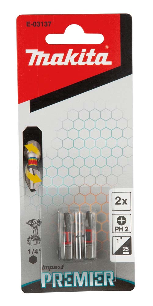 MAKITA BITI PH2-25MM (2STK) E-03137- F. HERSLUVÉLAR 1/4"