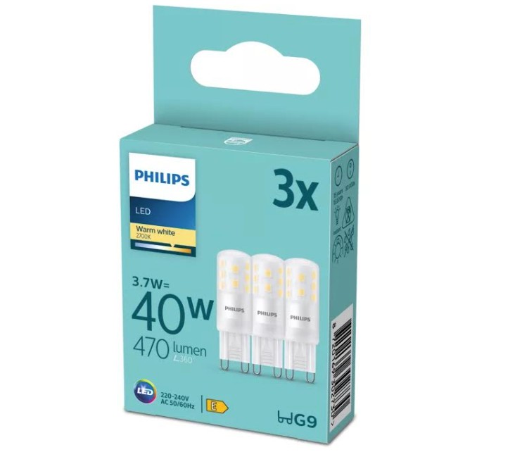 LEDC G9 40W 470lm 3,7W 2700K 3pakk PHS-LEDC-KU40G9-3P
