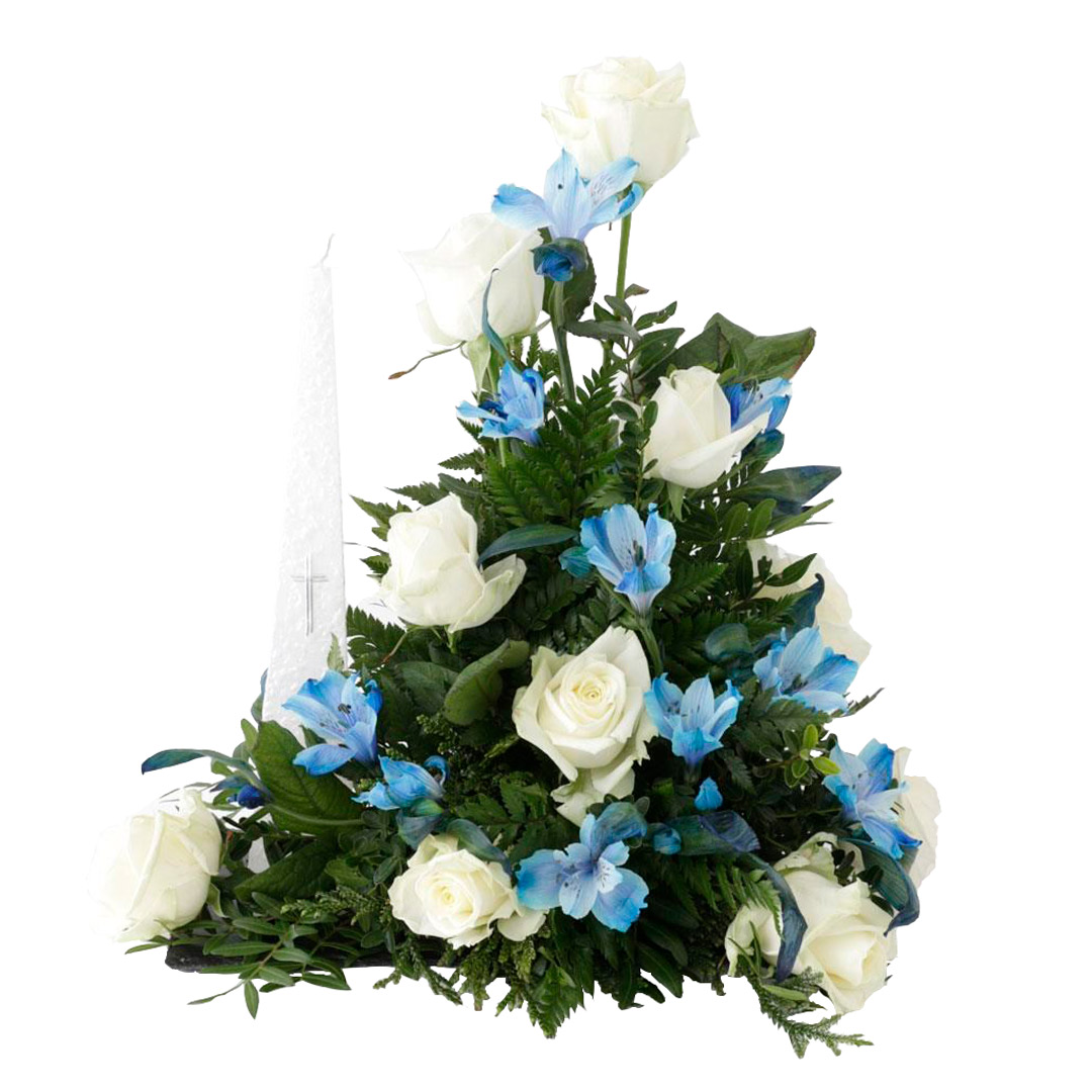 Samúðarskreyting m/35cm kerti