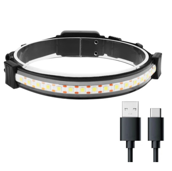 HÖFUÐLJÓS LED HEDWIG 200° 400lm IP44 USB-C 3-STILLINGAR