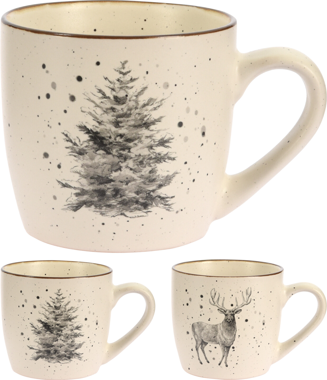 Jólaglas Stoneware 325ml jólatré/hreindýr 2teg.