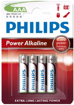 RAFHLAÐA POWERL RAUÐ AAA 4-2 Í PAKKA