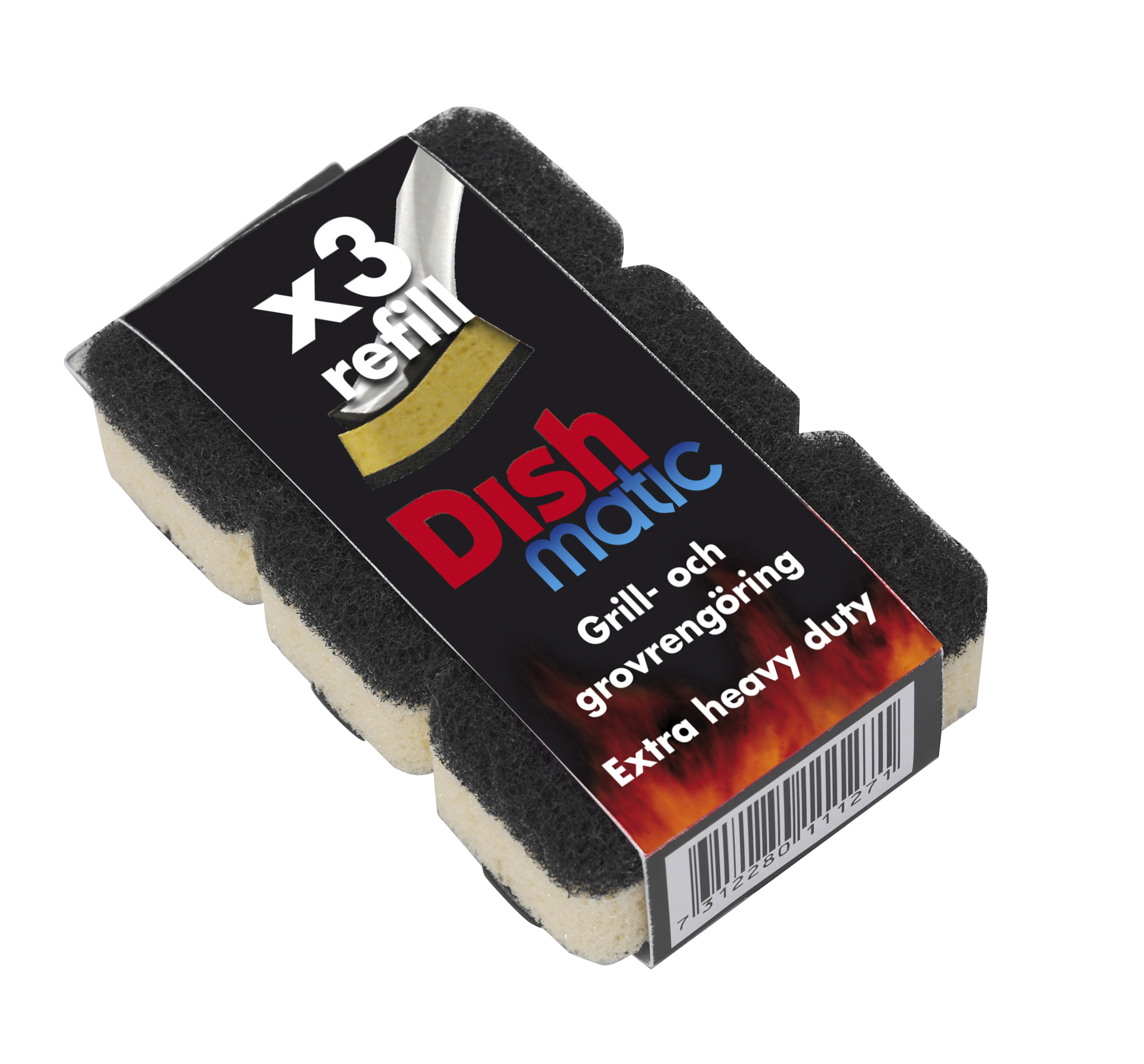 Áfylling á Dishmatic svartan uppþvottabursta 3pk