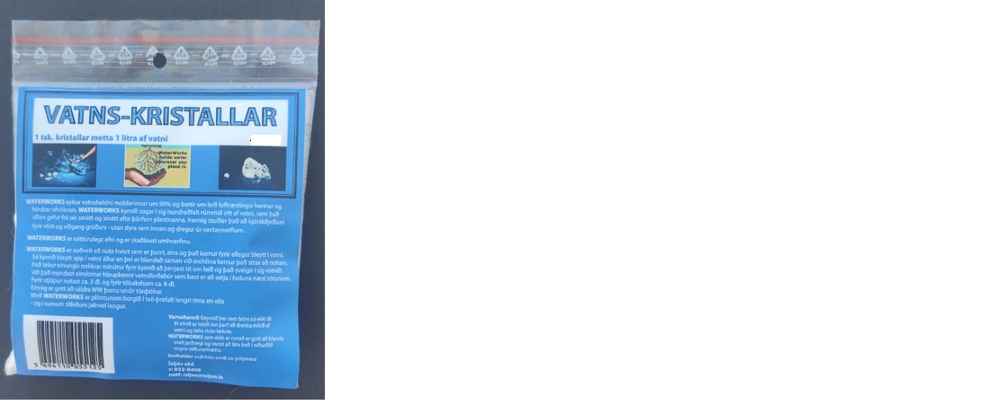 Vatnsgel
Vatnskristallar
Waterworks
100gr poki