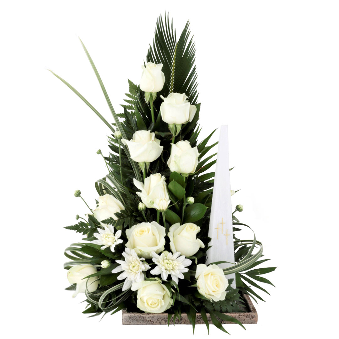 Samúðarskreyting m/35cm kerti