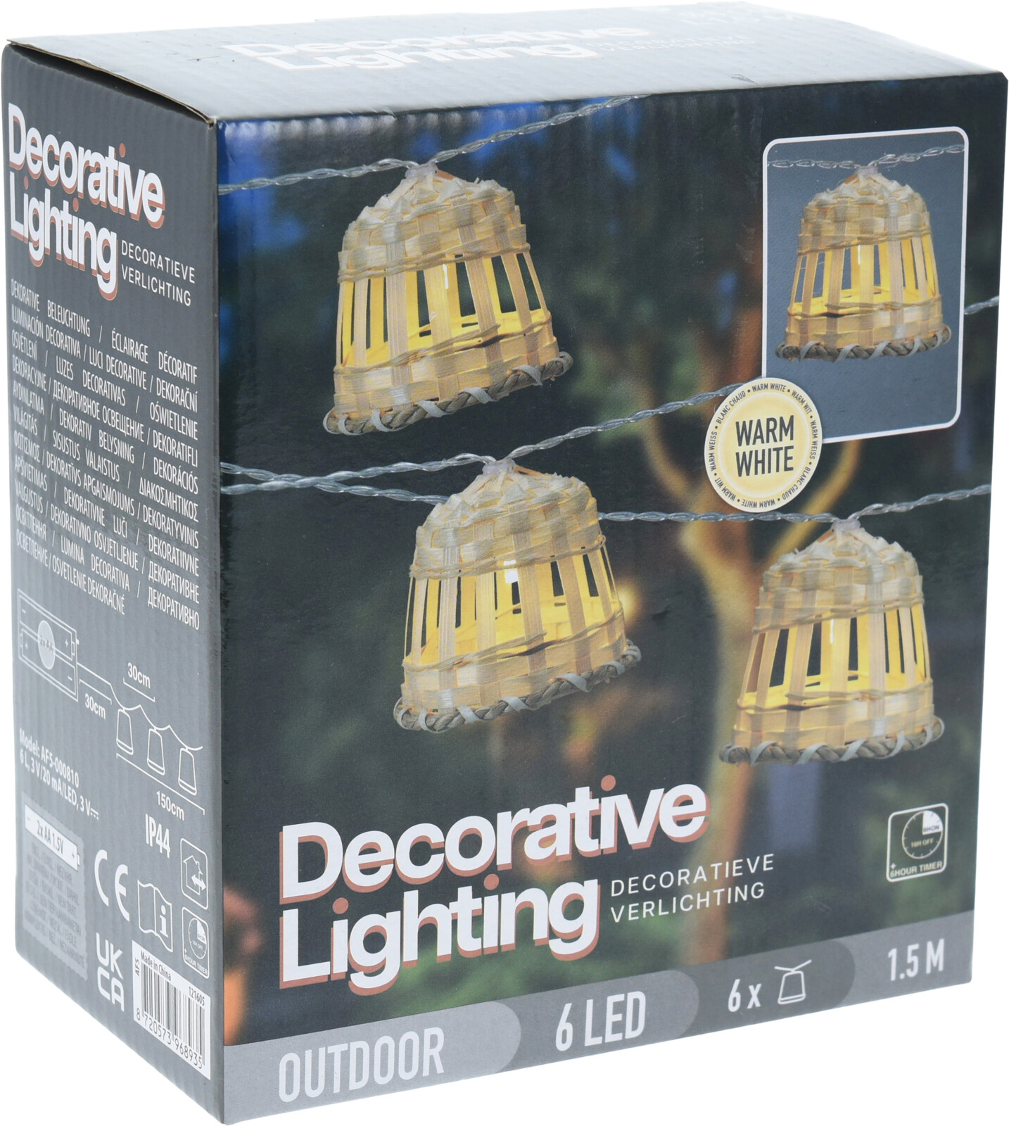 Partýljós 6stk bamboo