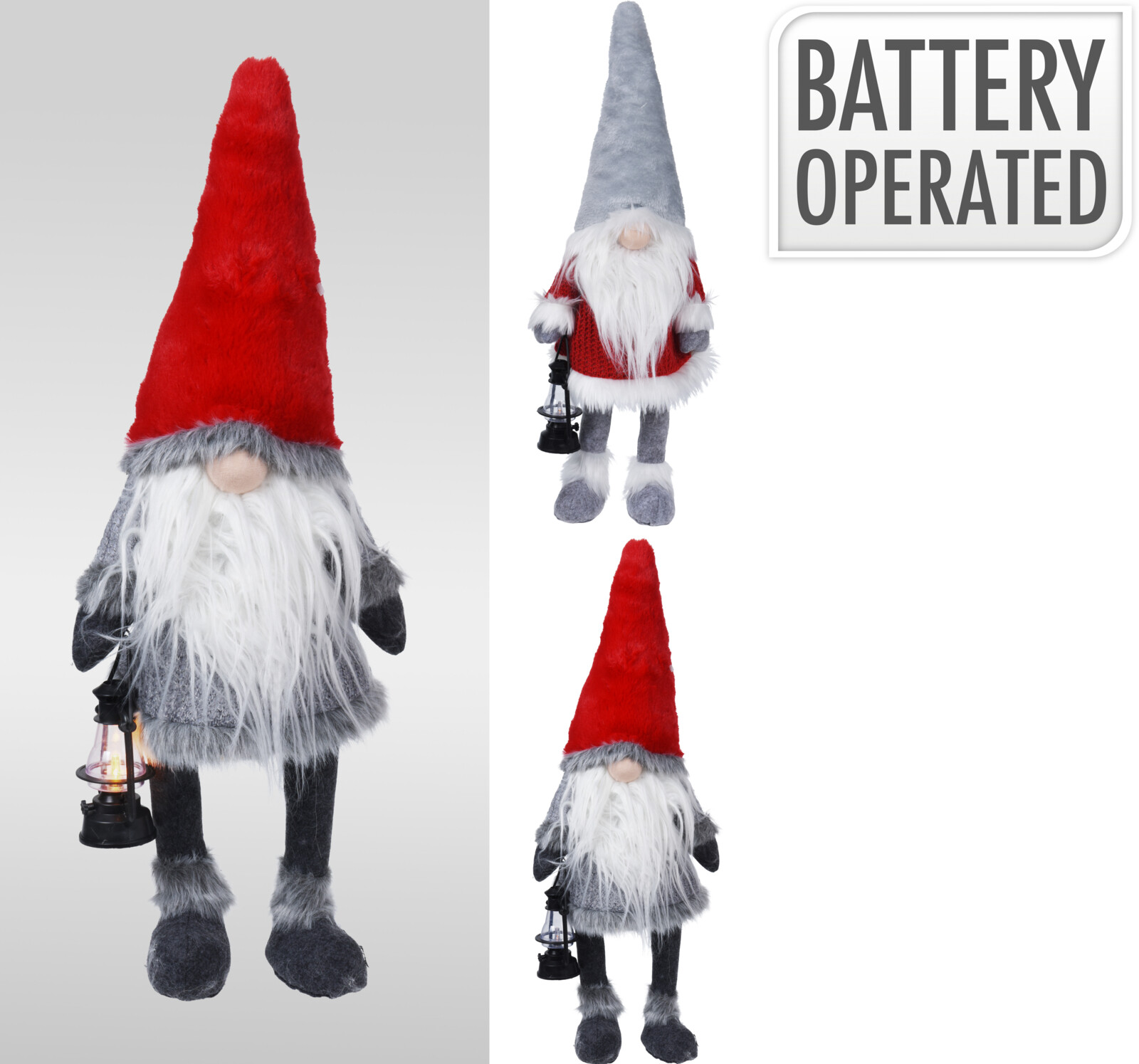 Jólaálfur með led ljós í nefinu 84cm 2 gerðir