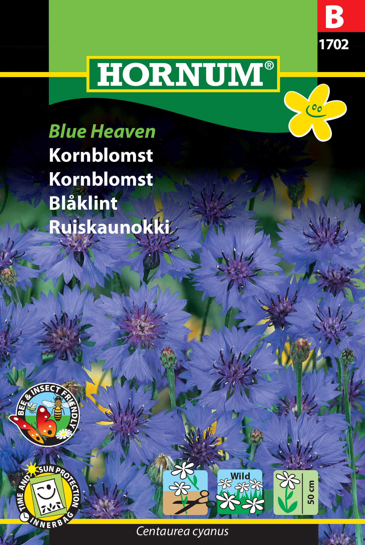 Fræ Garðakornblóm Centaurea cyanus Blue Heaven