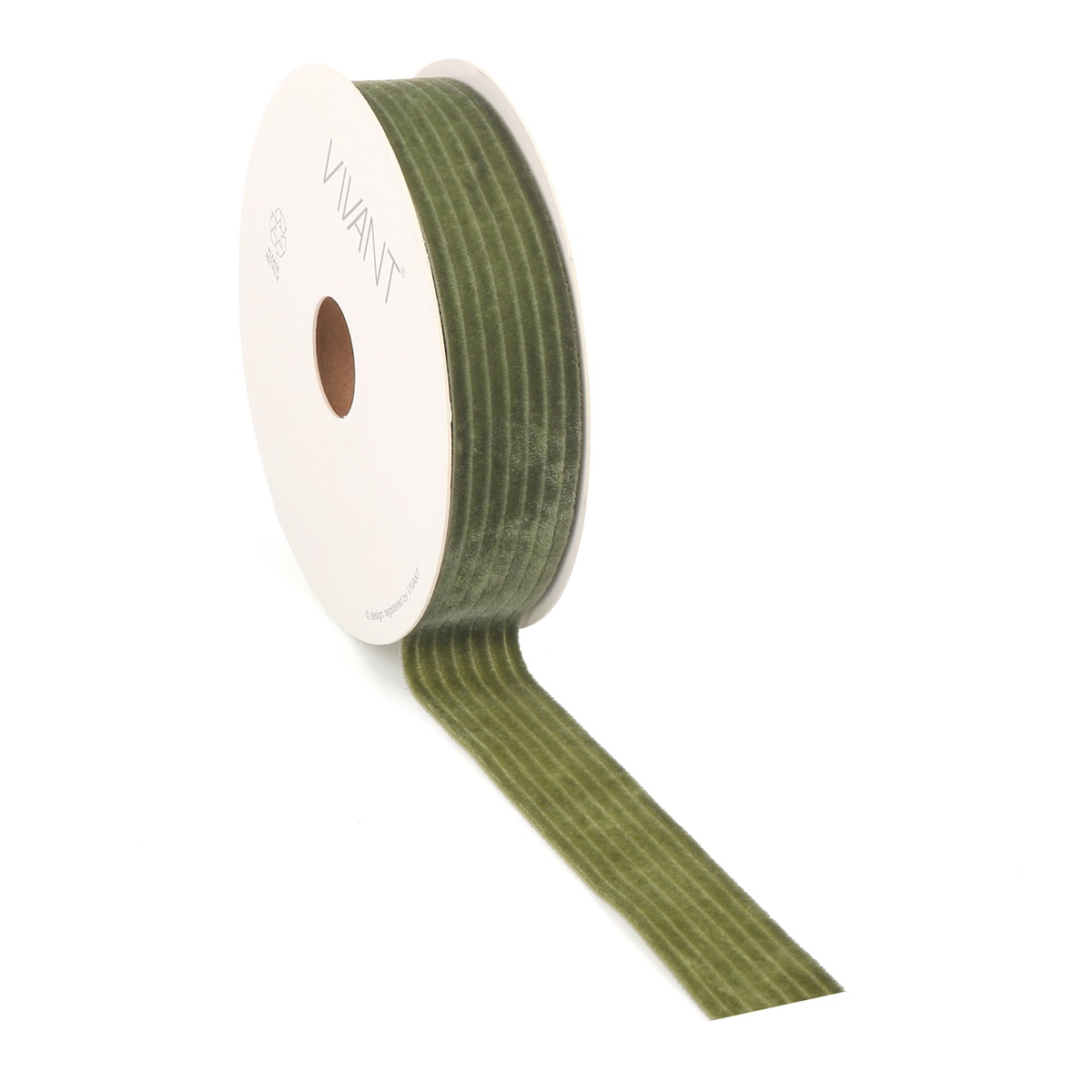 Borði 10m Velvety stripe 25mm moss