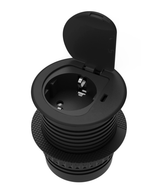 TENGLA-BRUNNUR SVART INNF. SCHUCKO+USB 1,9M OR-GM-9040(GS)/B