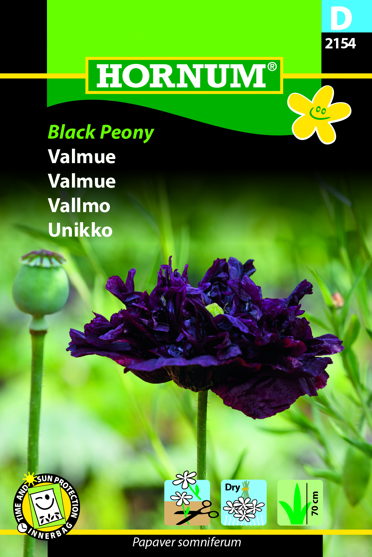 Fræ Draumsól Papaver somniferum Black Peony