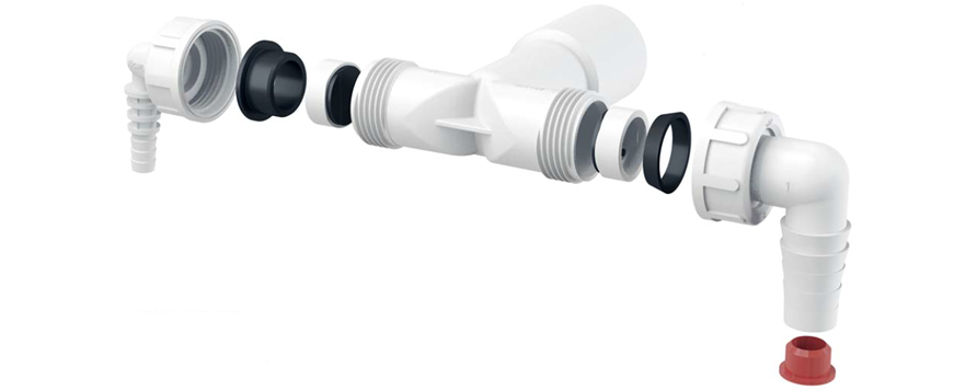 Tengistútur f/ þvottavél og þurrkara í 40 mm PP