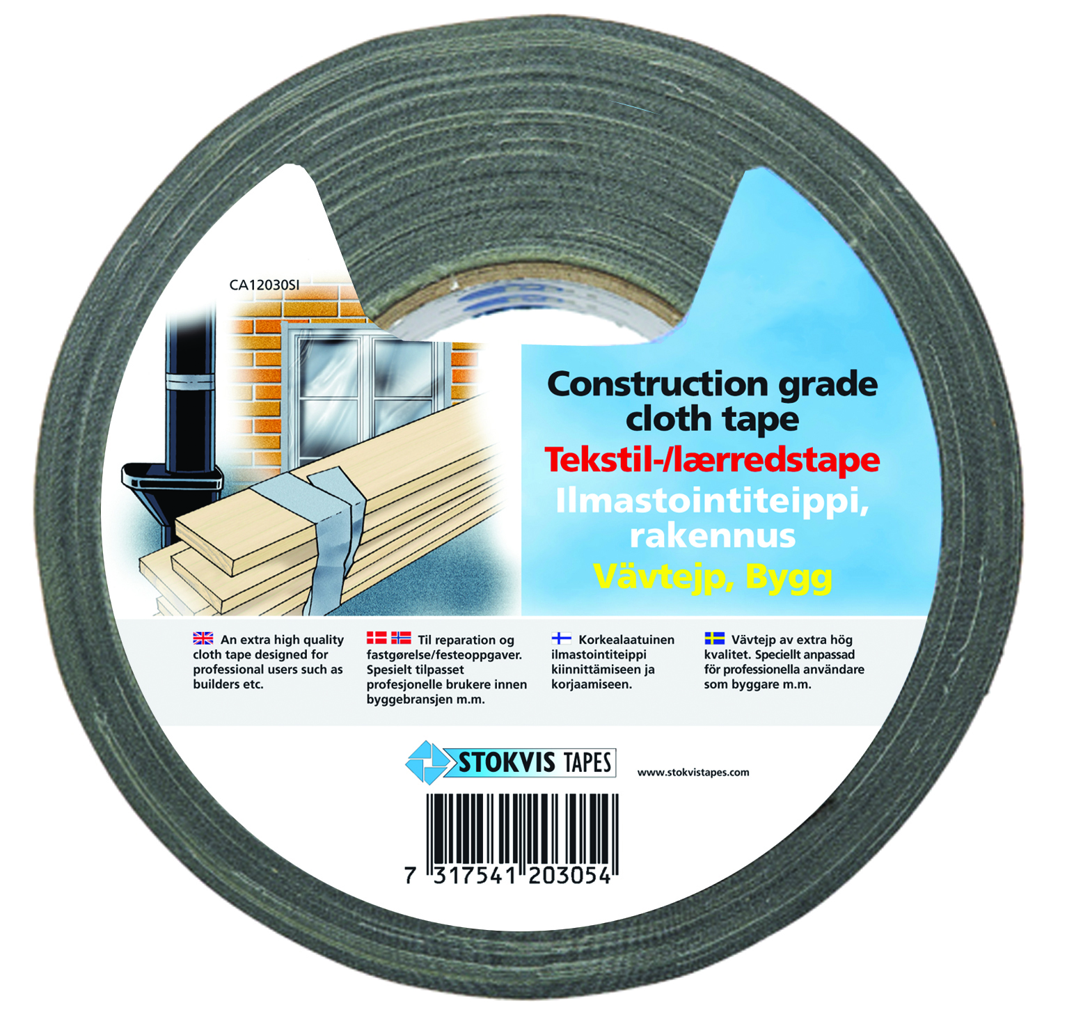 Stokvis strigalímband svart 50mm x 10m