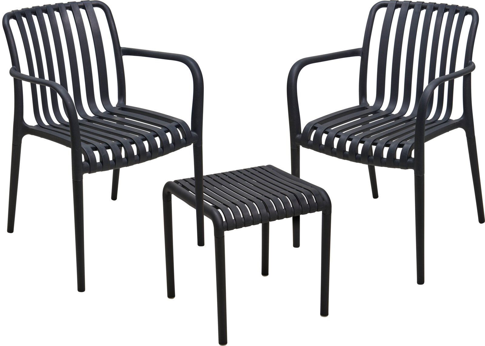 Garðsett 2stólar+borð plast svart