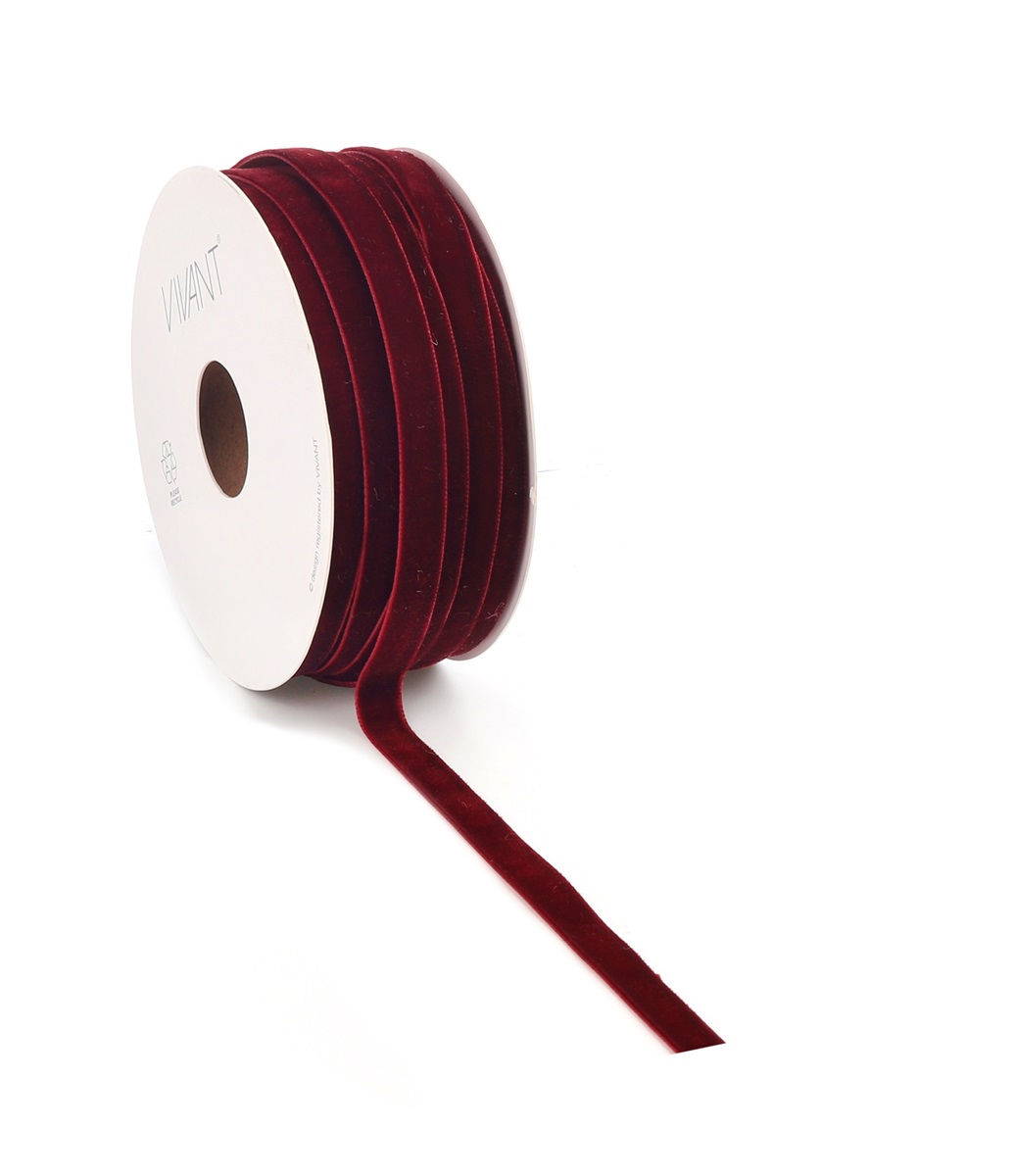 Borði velvet 9mm*20m vínrautt