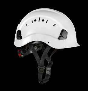 Öryggishjálmur IQ með hökubandi, hvítur