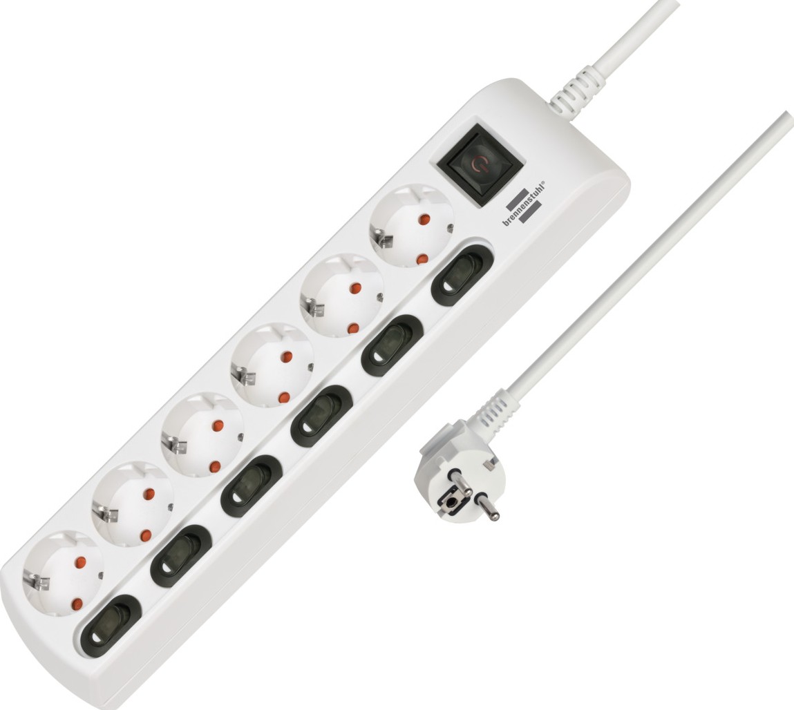 FJÖLTENGI 6F HVÍTT 2M  M/ROFA Á HVERN TENGIL- 3G1,5 2M SNÚRA