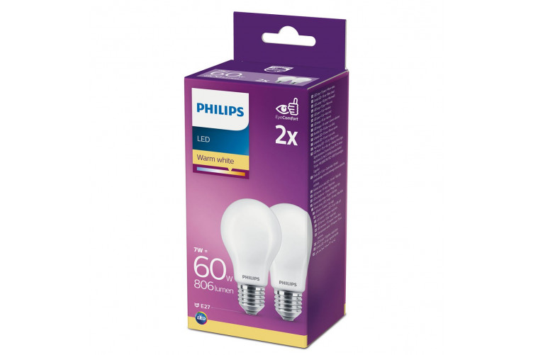 Led Alm. pera mött E27 60W 2pck ódimmanleg