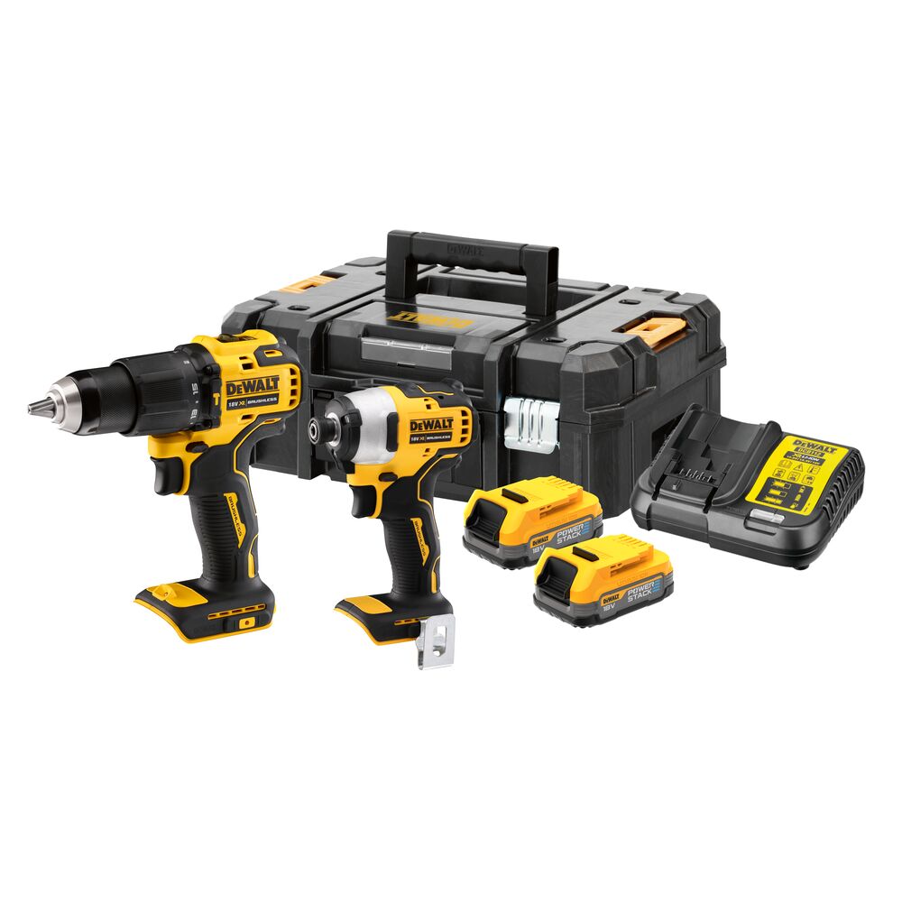 BORVÉL OG HERSLUVÉL 1/4" 18V POWER STACK DEWALT DCK2062E2T