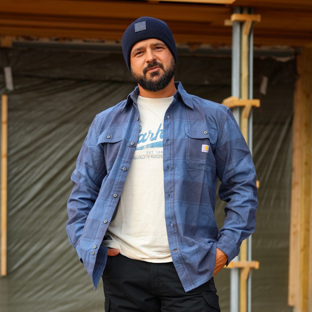 Carhartt köflótt skyrta flannel, Navy L