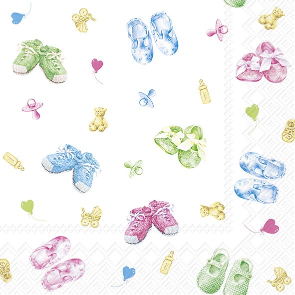 Servíettur BABY SHOES ALLOVER grænn 25*25cm 20stk