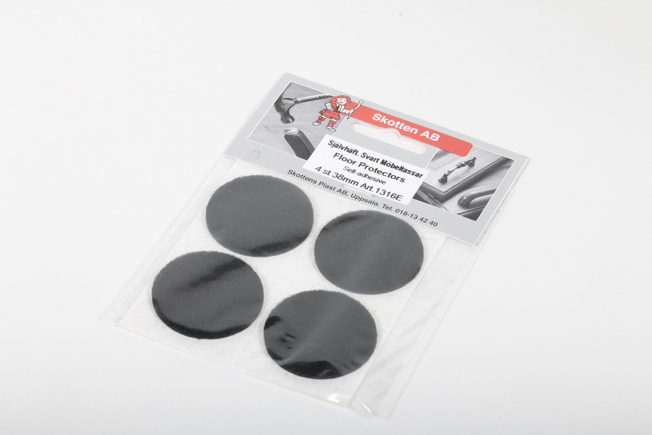 STÓLAFILT 38MM SVART 4STK