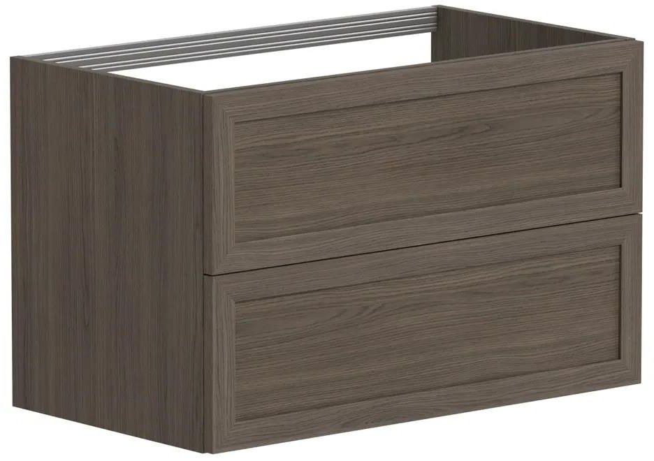 Vaskaskápur RUSTIC m/tveim skúffum reykt eik 80cm