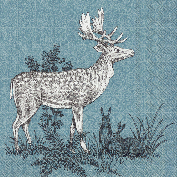 Servíettur Forest Friends Deer Blue 25*25cm