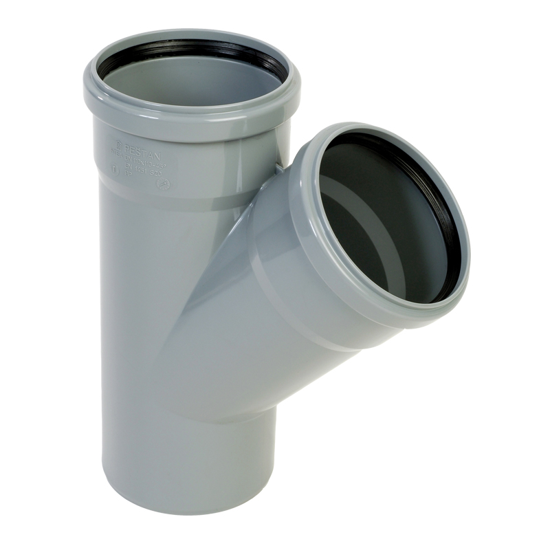 PP GREIN 100/50MM 45° Þ/6.3MM GRÁ