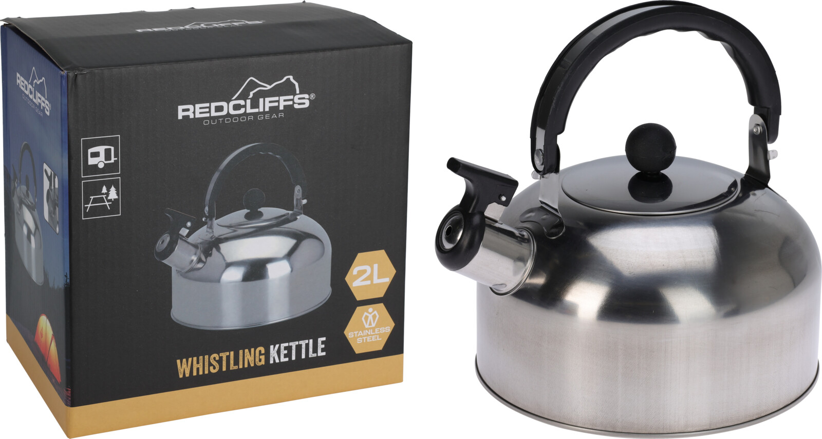 Útilegu ketill Redcliffs stál 2L