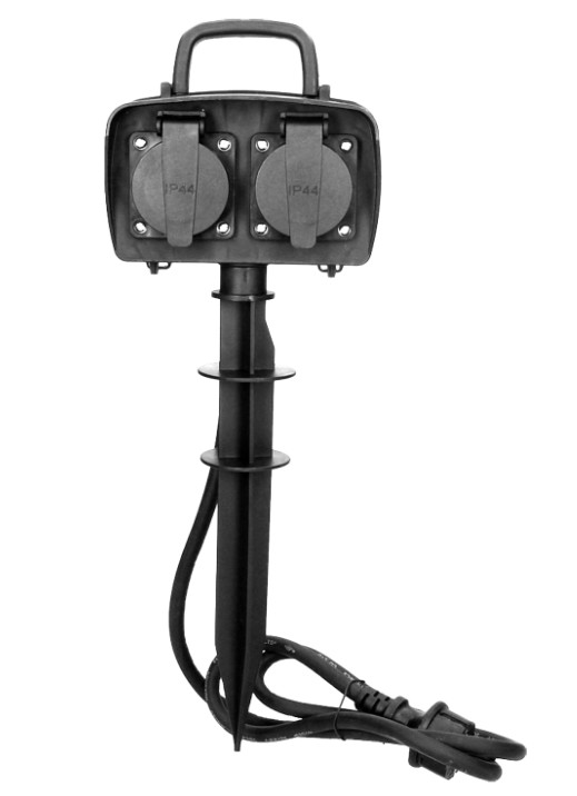 GARÐTENGILL 13138 2xTENGLAR Á SPJÓTI 1,5M H07RN IP44