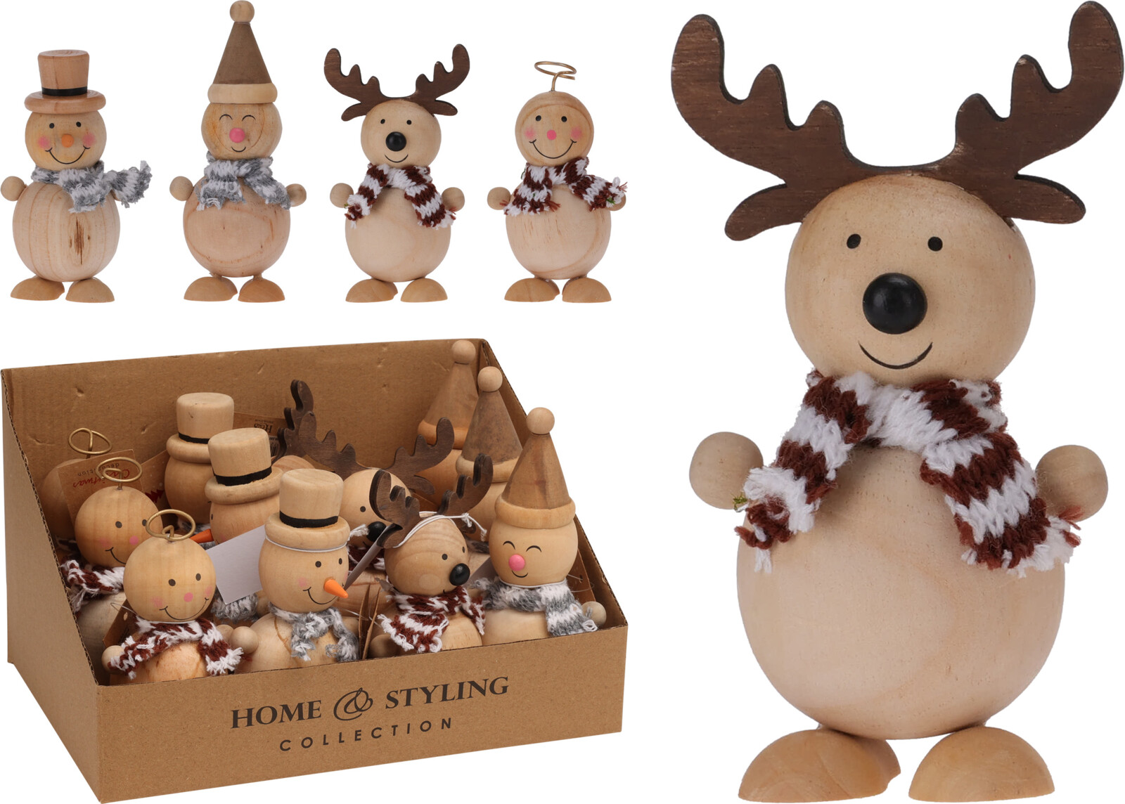 Jólafígúra standandi úr við 4 gerðir