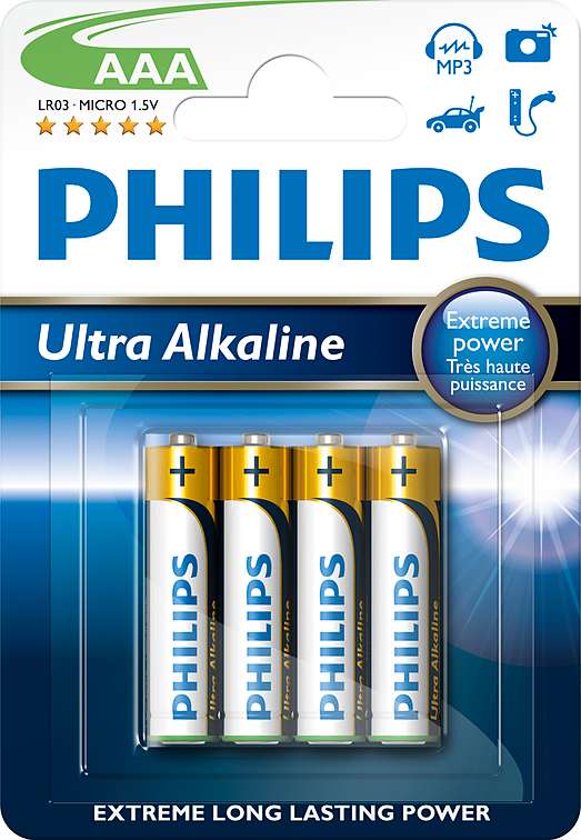 RAFHLAÐA POWERL BLÁ AAA 4 Í PAKKA