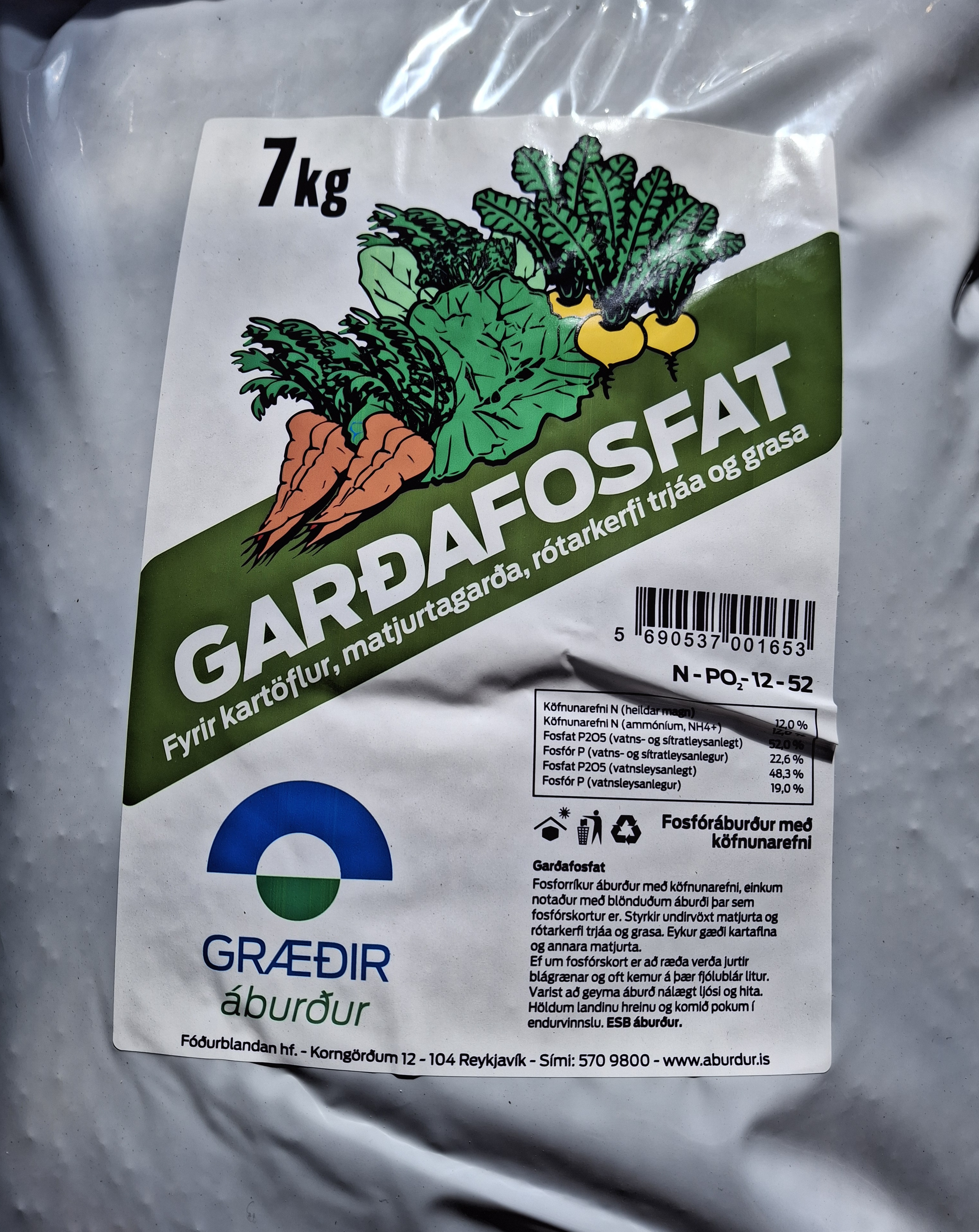 Garðafosfat 5kg. í fötu