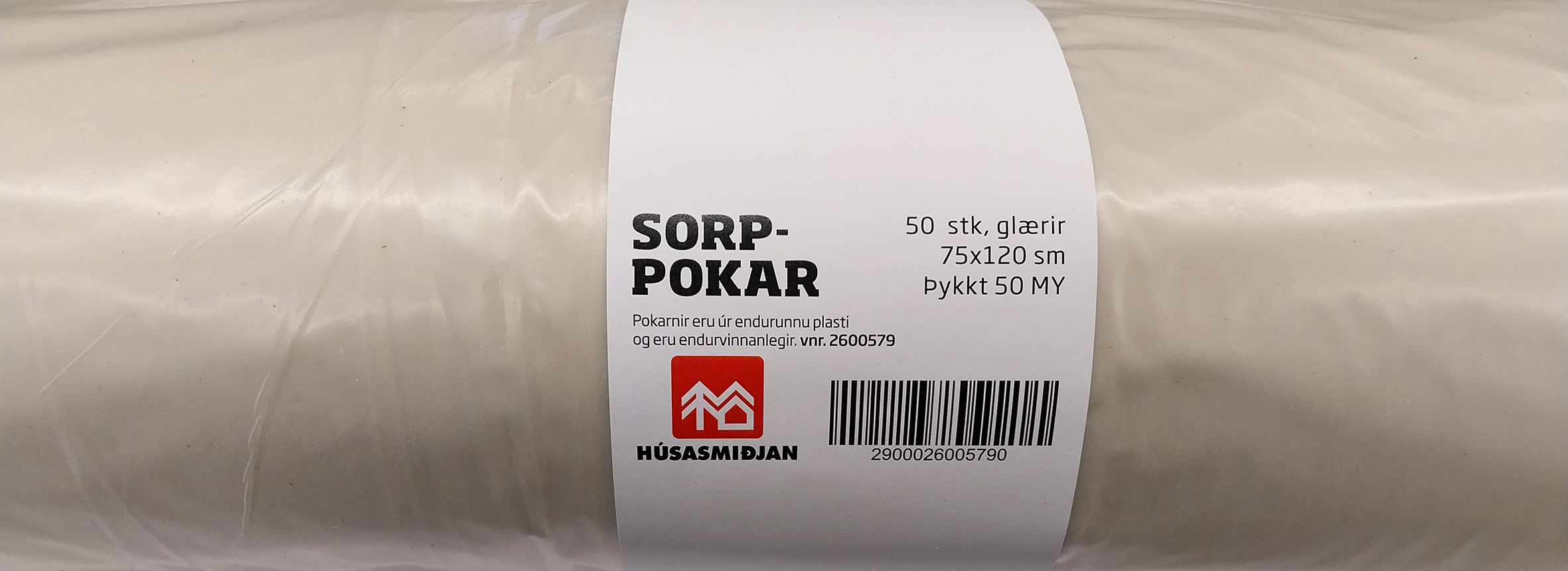 Ruslapokar glærir 750*1200, 50MY, 50 stk