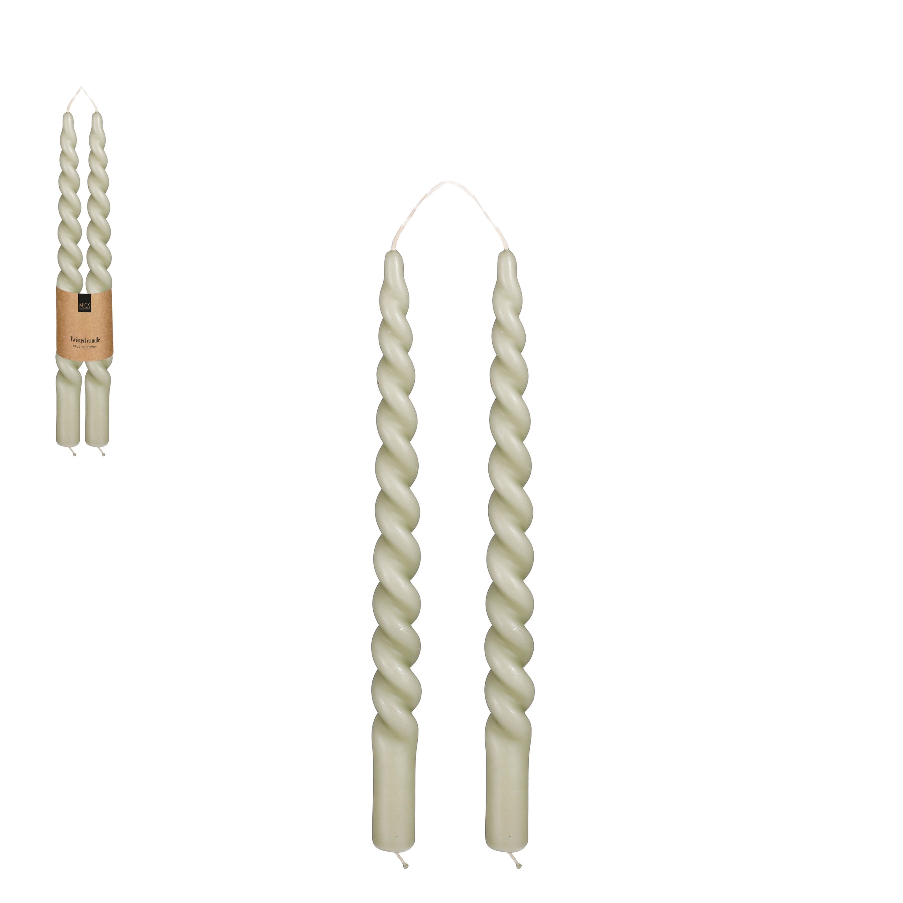 Kerti 2stk í pakka snúin ljósgræn 29*2,2cm