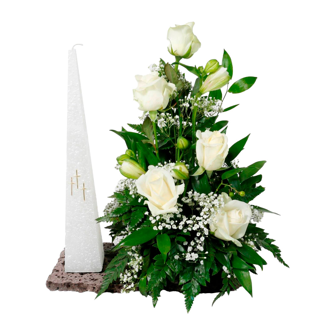 Samúðarskreyting m/25cm kerti