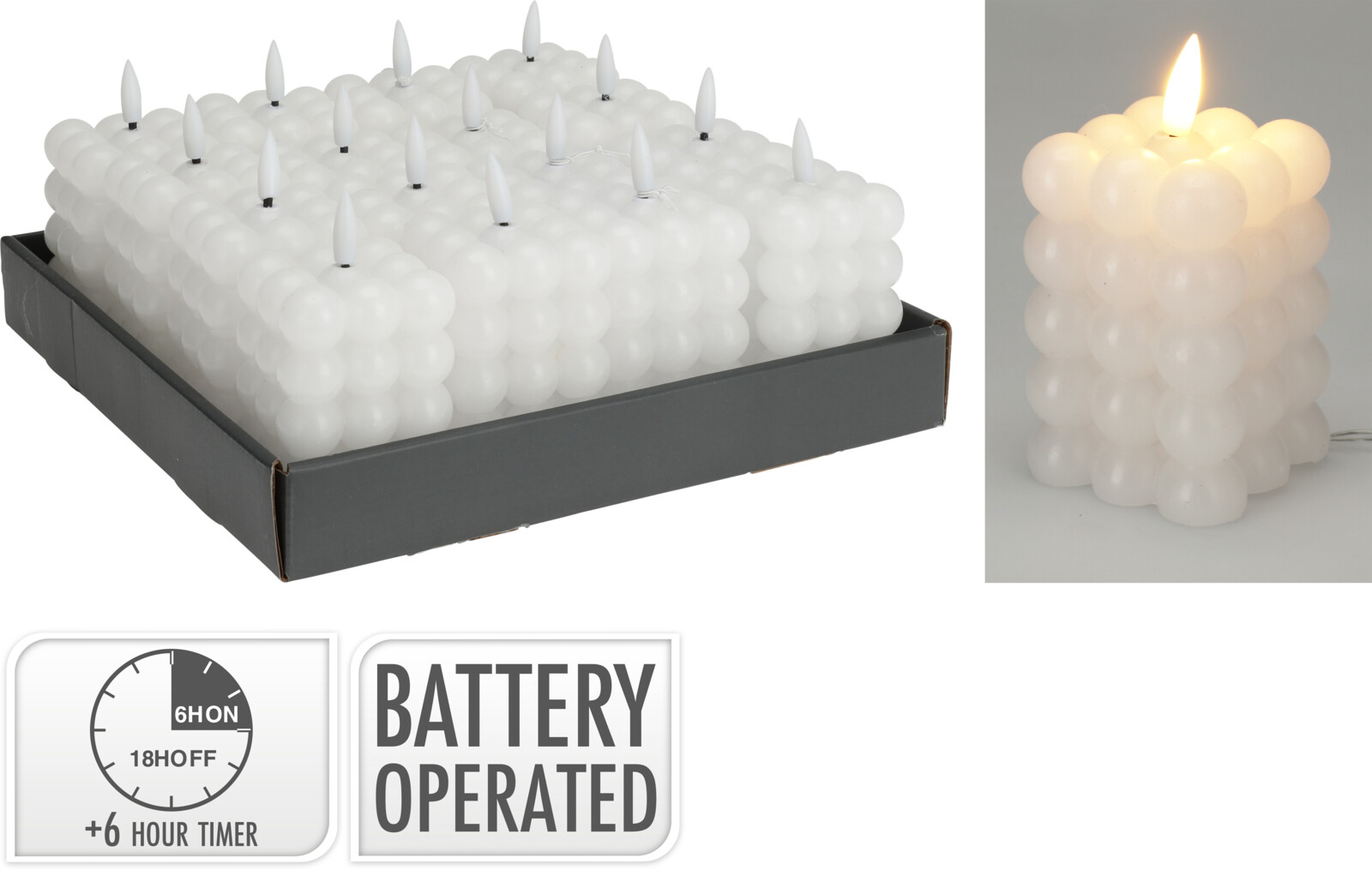 Rafhlöðukerti 60*88mm hvítt