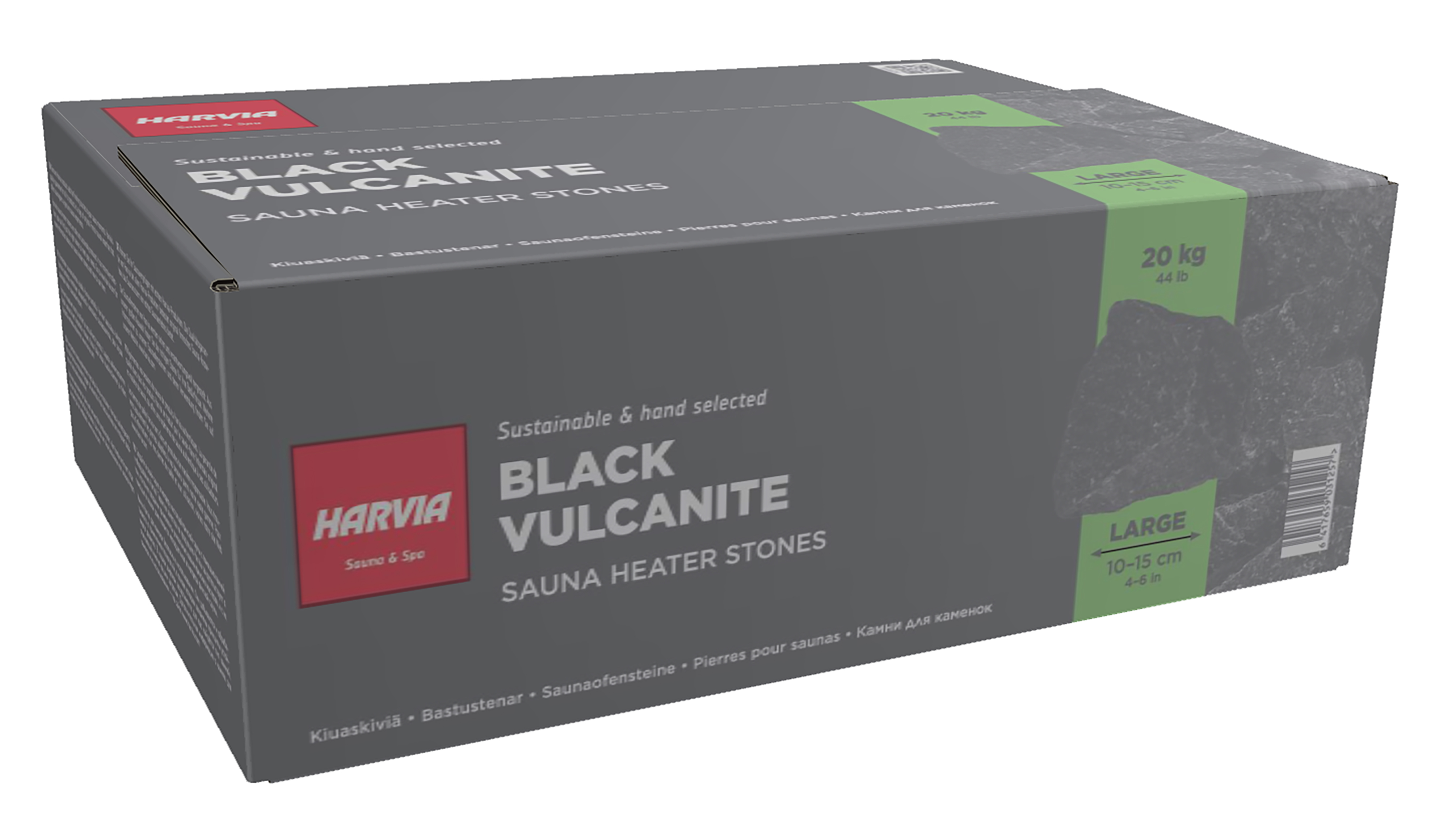 Harvia saunasteinar Vulcanite svartir 10-15cm = 20kg