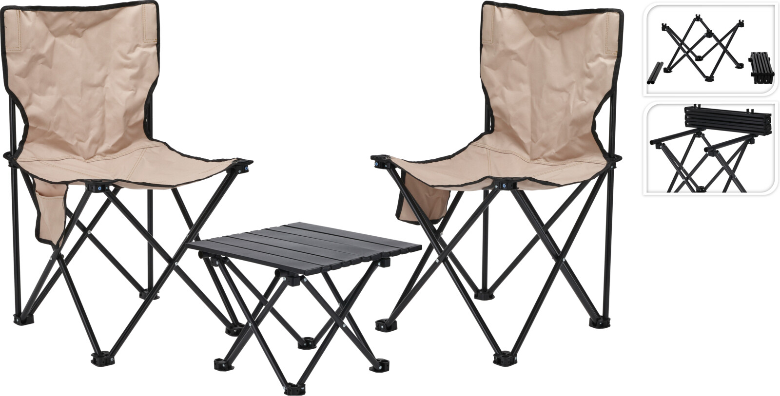 Útilegusett barna 2 stólar+borð beige