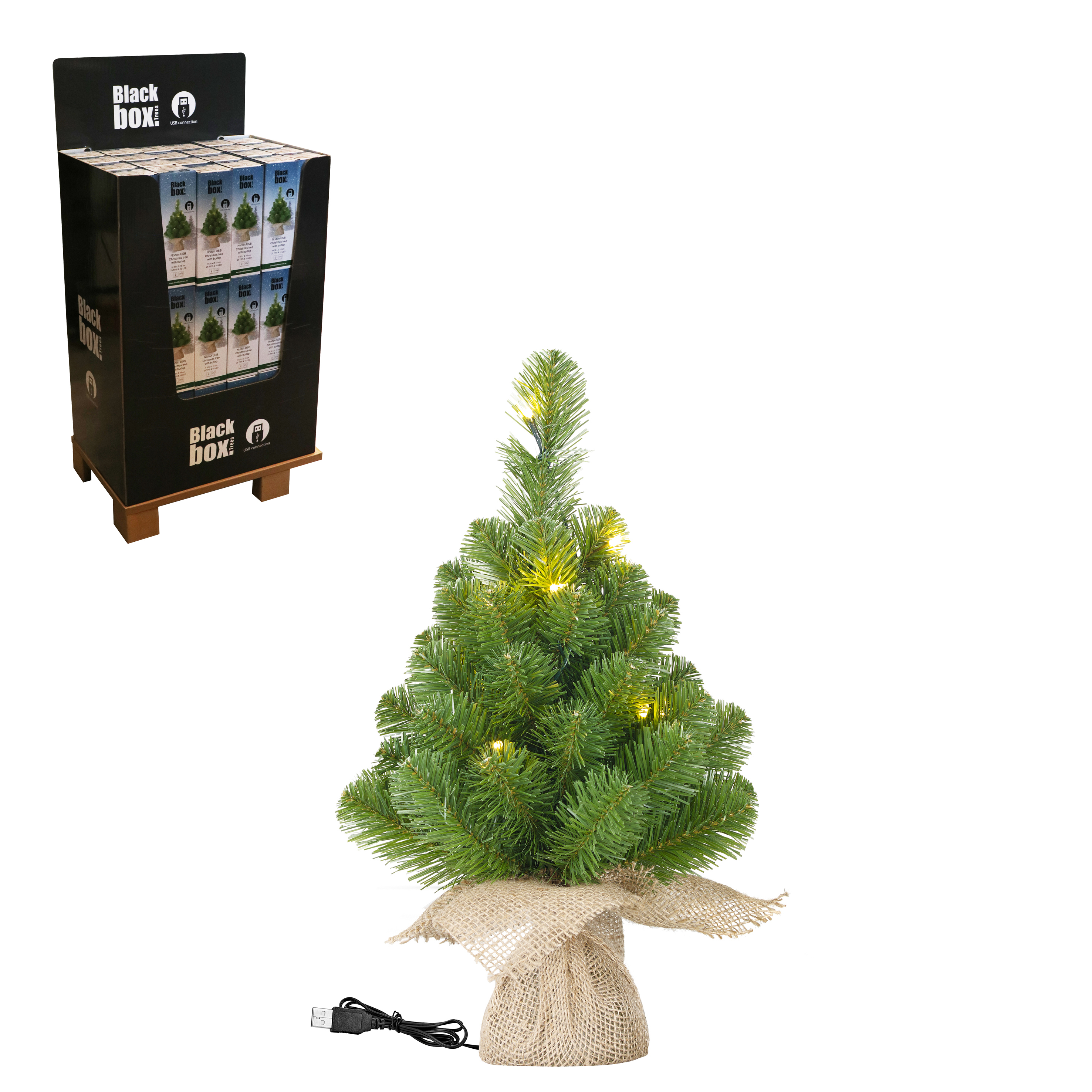 Gervijólatré með ljósum í strigapoka H30cm