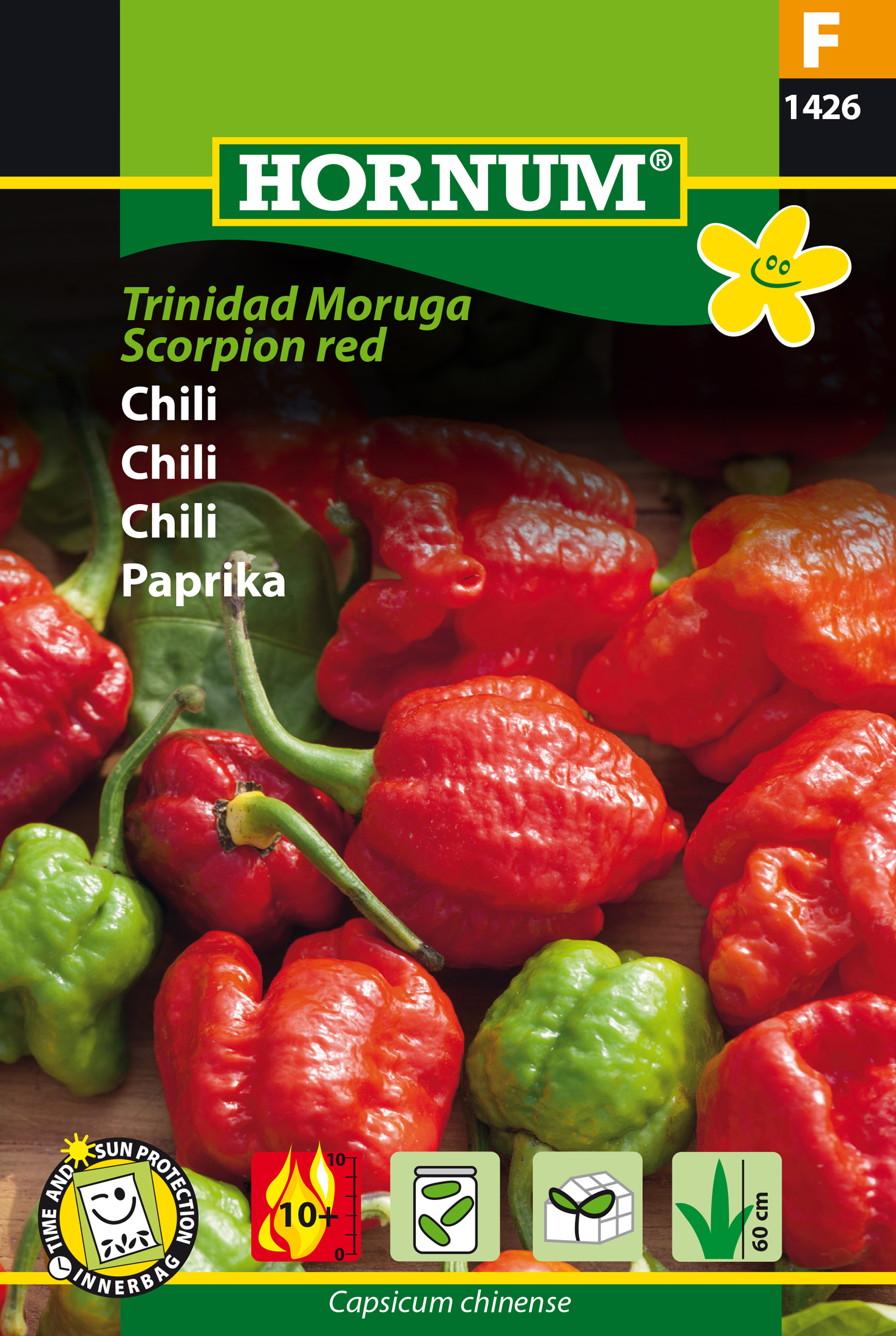 Fræ Chili Capsicum chinense Trinidad Moruga Scorpion red