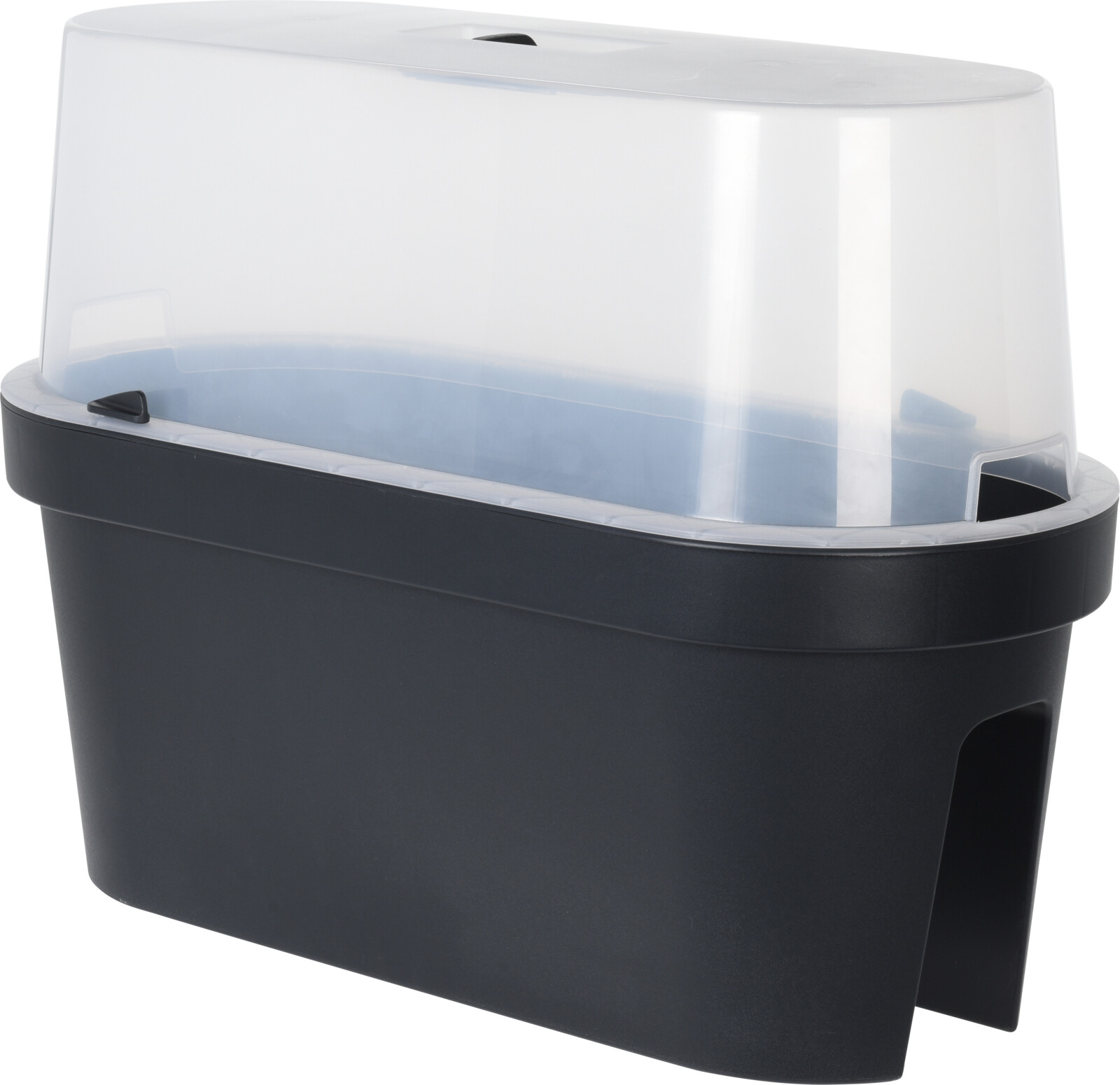 Pottur með loki, gróðurhús dökk grár