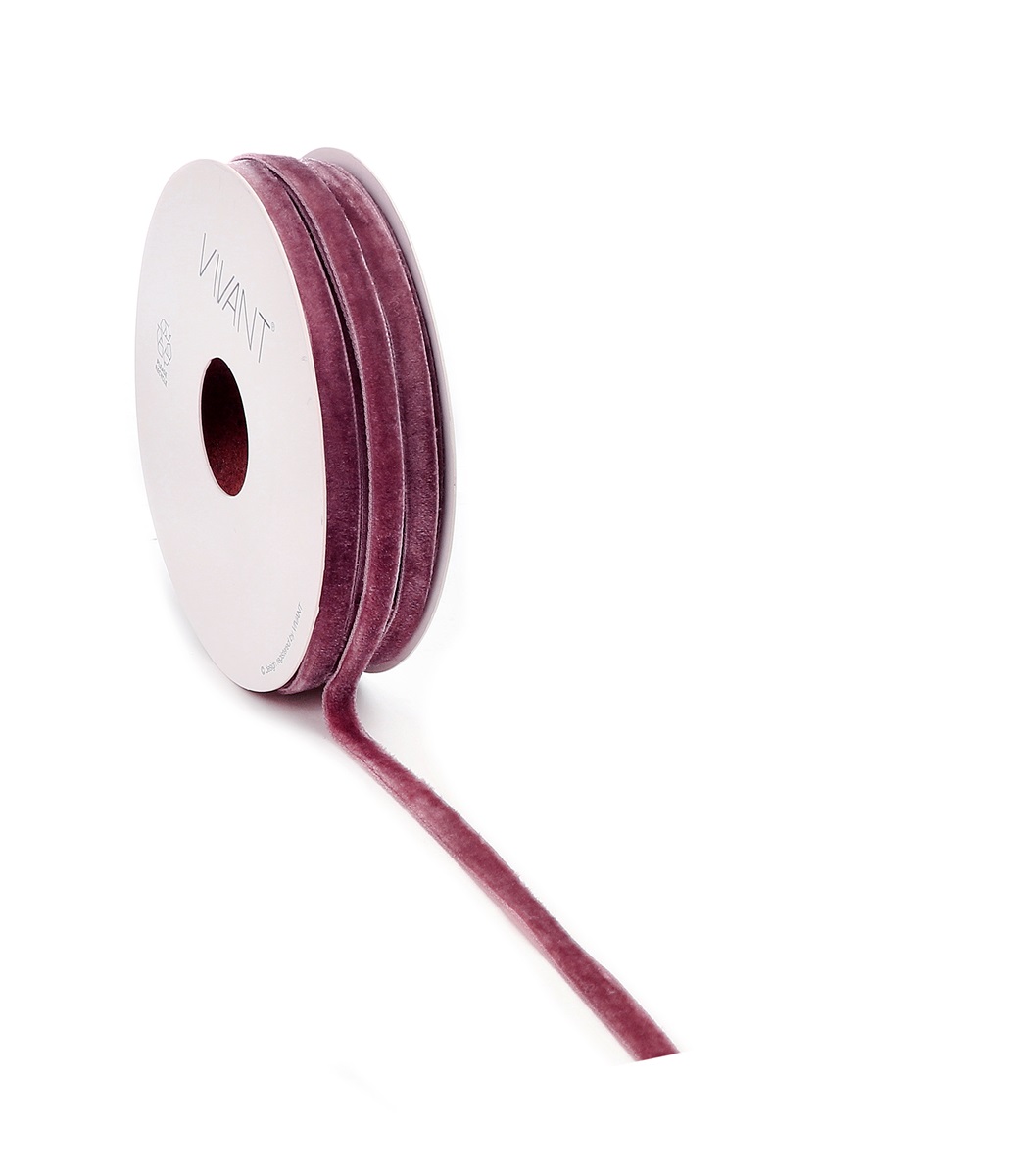 Borði velvet 6mm*20m d. bleikur