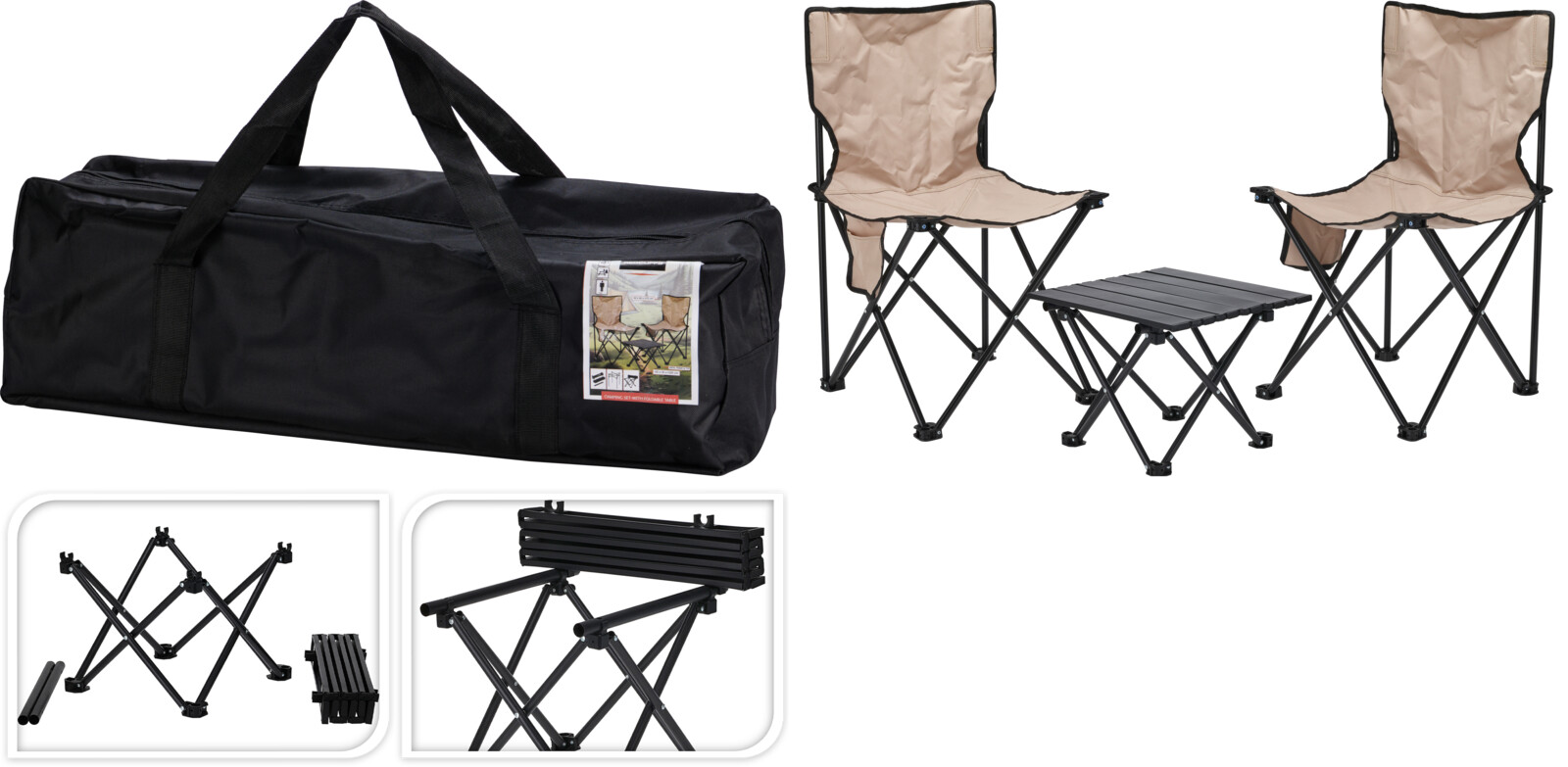 Útilegusett samanbr 2 stólar+borð