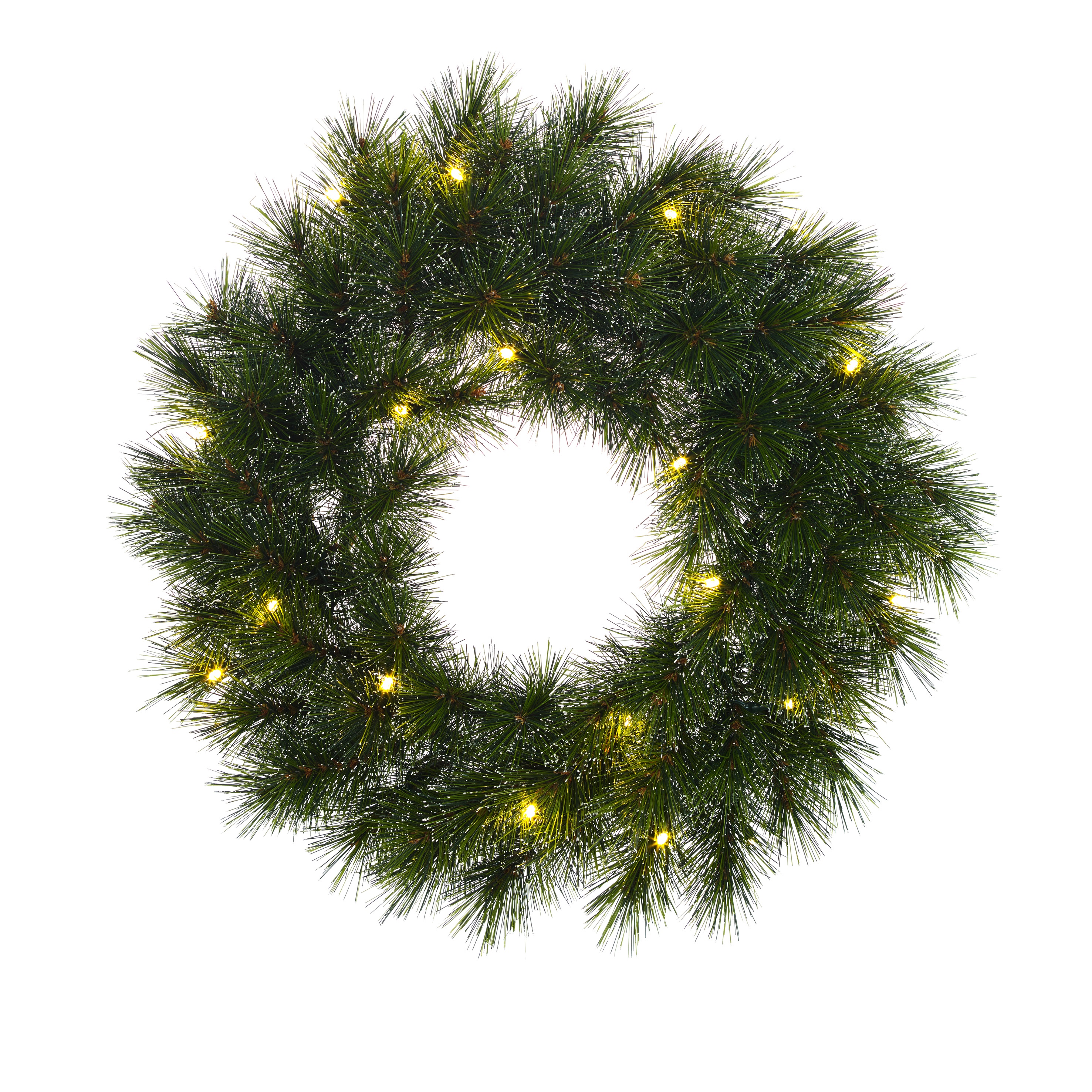Krans 60cm grænn m/ljósum 20 led