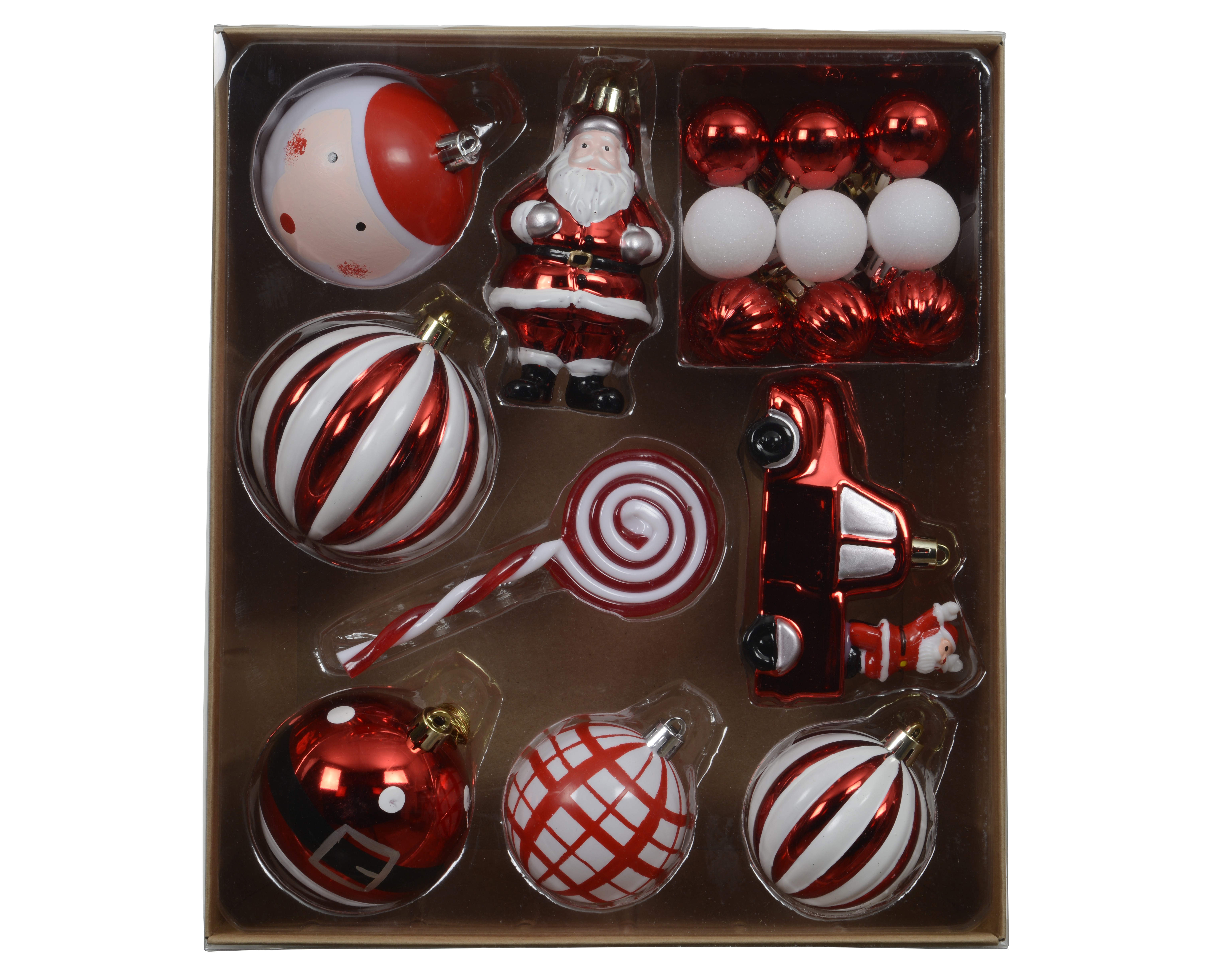 Kúlur ýmsar 28stk rautt/hvítt