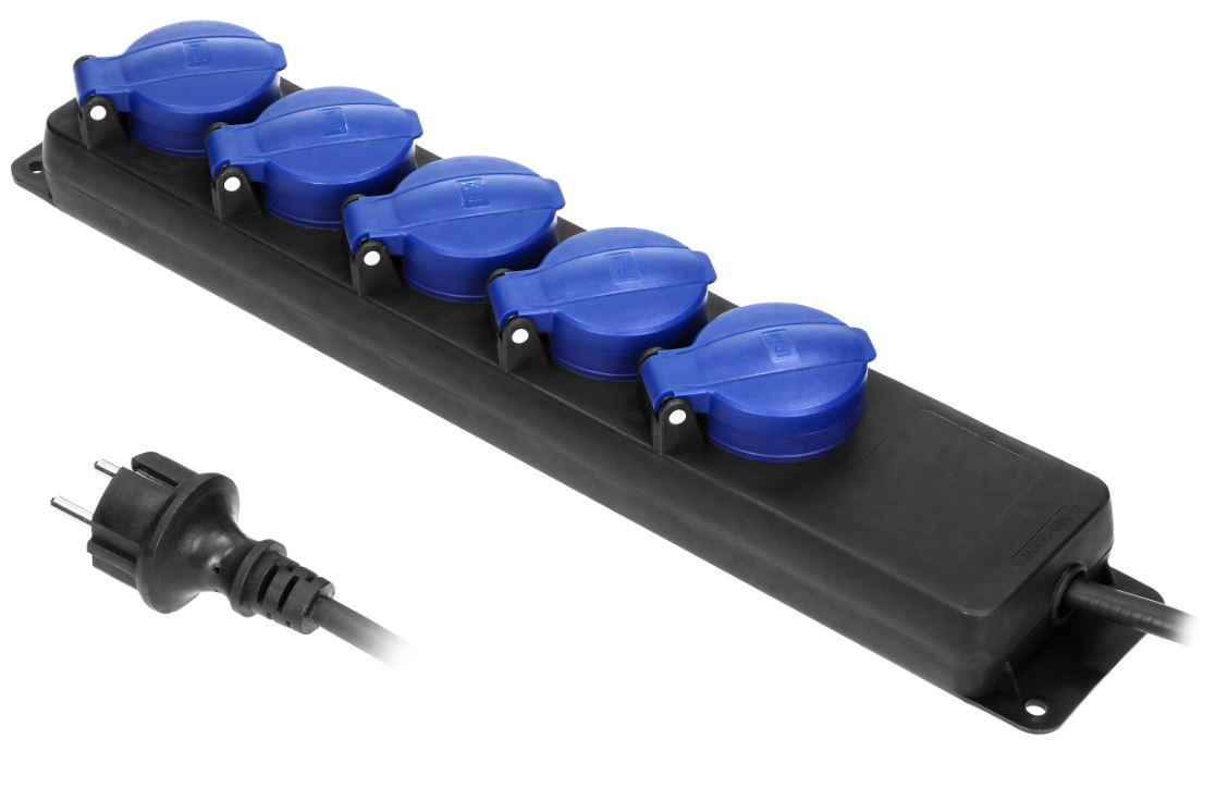 FJÖLTENGI GÚMMÍ 5-TENGLAR 5M, ÁN ROFA IP44 OR-AE-13193(GS)