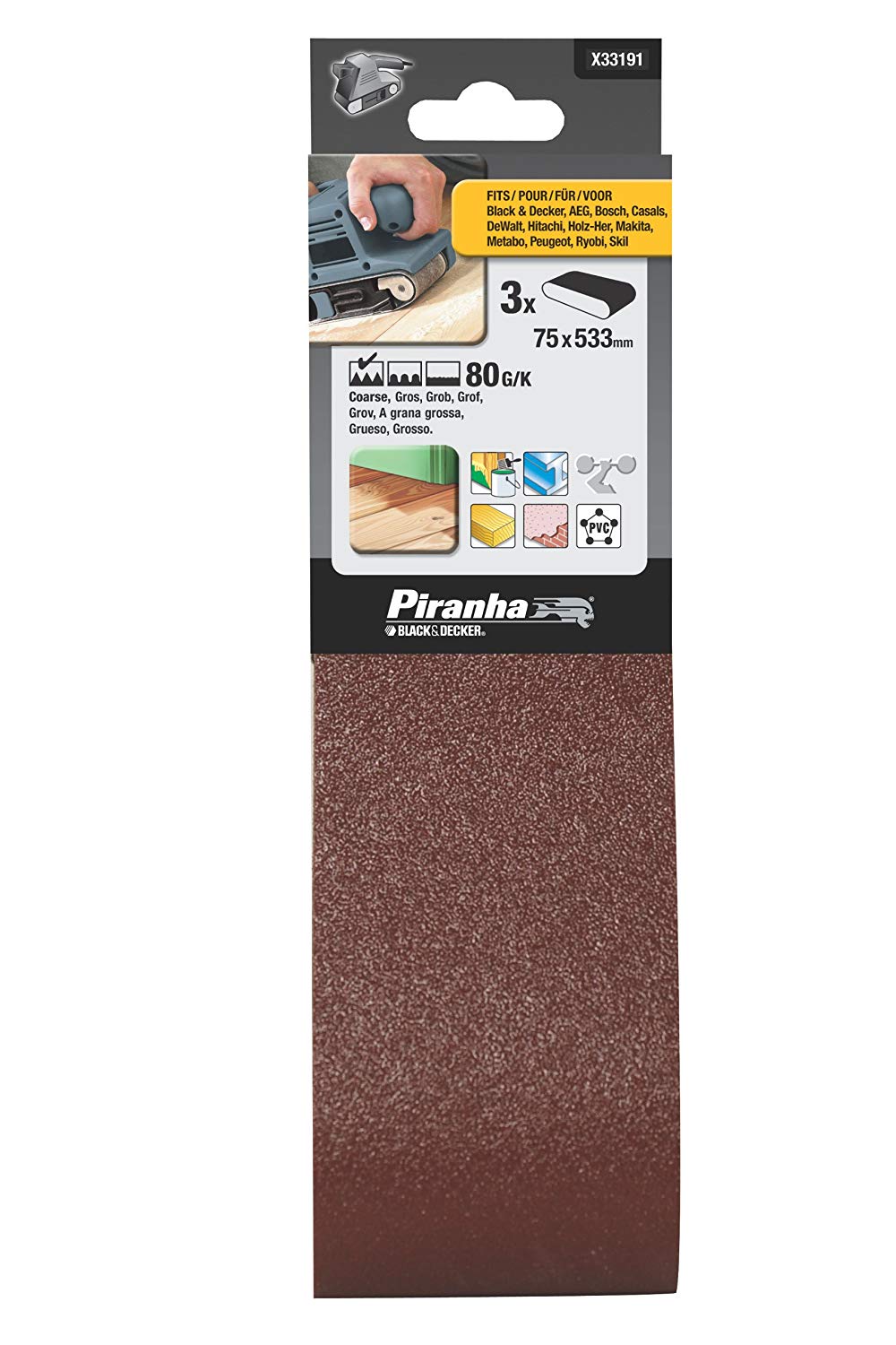 Slípibelti 75 x 533 mm 80 G/K Black+Decker X33191