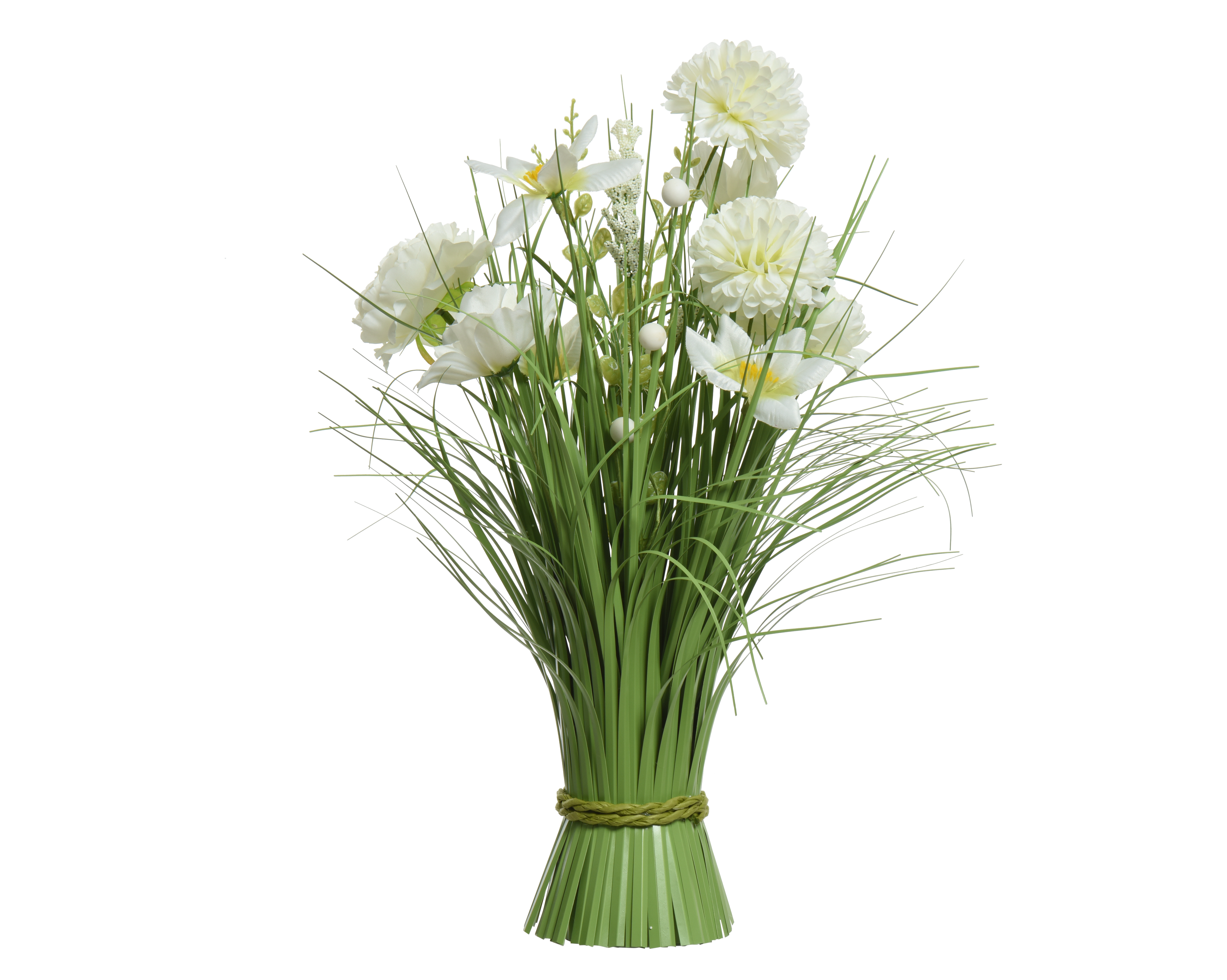 Gervi gras blóm blanda hvítt/græn 40cm